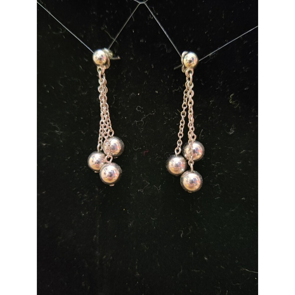 Silver Tone Balls Dangle Earrings